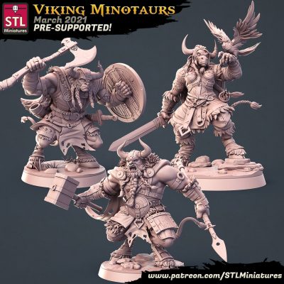 Viking Minotaurs Set - 32mm Heroic Scale - STL Miniatures