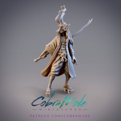 Buzenbo, Dai Tengu Swordsman - 32mm/54mm Scale Miniature - (with DnD 5ed. Stats) - Cobramode Miniatures