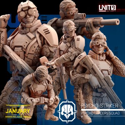 Psycho Strikers – Psycho tracers squad - 32mm Scale - Unit9 Miniatures