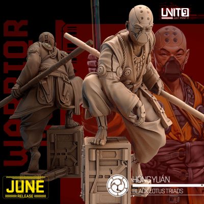 Hong Yuan (Poses 2) - Black Lotus Triad Warrior Monks - 32mm Scale - Unit9 Miniatures