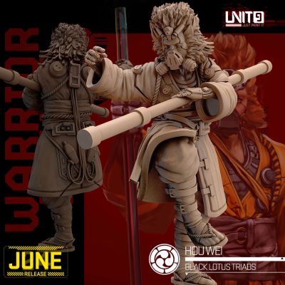 Hou Wei - Black Lotus Triad Warrior Monks - 32mm Scale - Unit9 Miniatures