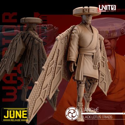 Liang He (Poses 2) - Black Lotus Triad Warrior Monks - 32mm Scale - Unit9 Miniatures