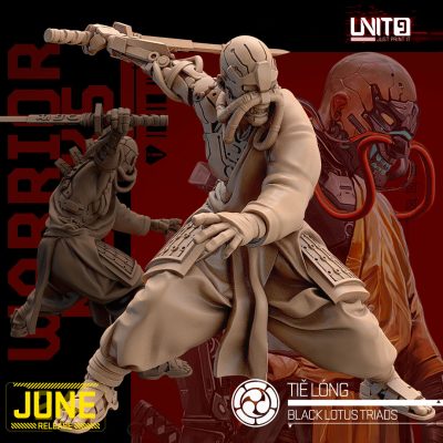 Tie Long (Poses 2) - Black Lotus Triad Warrior Monks - 32mm Scale - Unit9 Miniatures